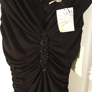 Boston Proper Jeweled Ruched Dress Proper Black